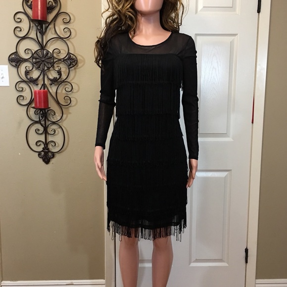 INC International Concepts Dresses & Skirts - INC black long sleeve flapper dress